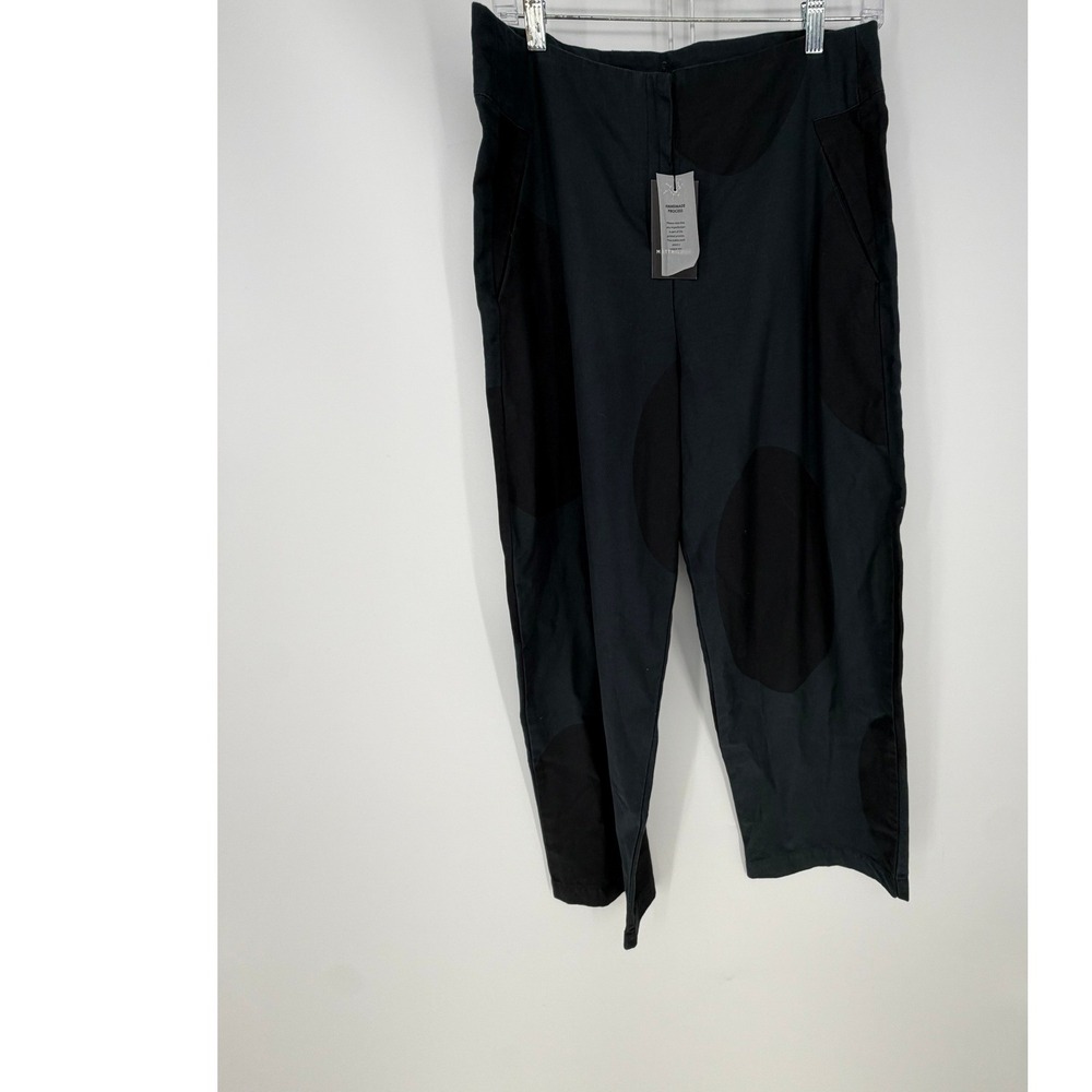 Matthildur Polka Dot Pants Womens 3 Gray Black Tapered Lagenlook Avant Garde